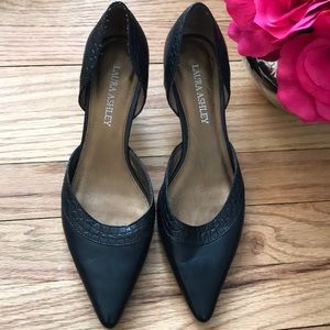 LAURA ASHLEY Black Leather Heels